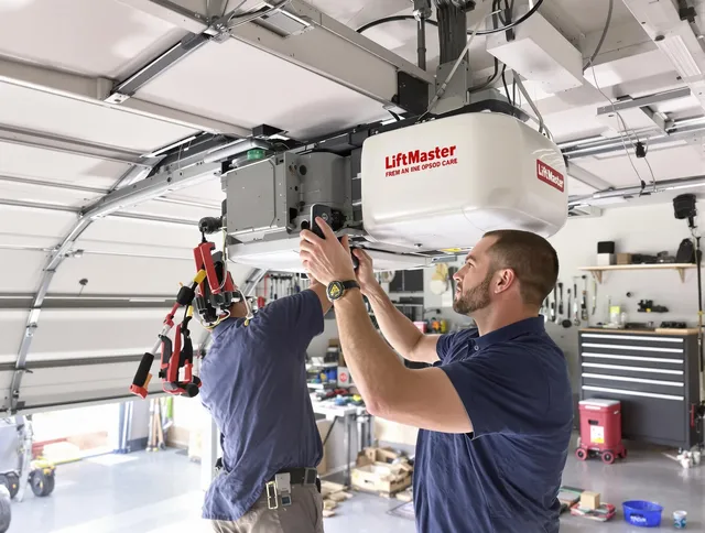 North Branford Garage Door Repair technician performing advanced diagnostics on garage opener in North Branford